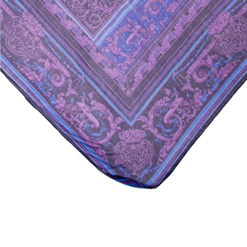 Versace Purple & Blue Paisley Print Scarf - Picture 2 of 4